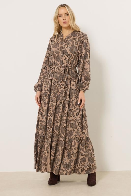 LTS Tall Women's Natural Brown Tie Waist Maxi Dress | Long Tall Sally 2