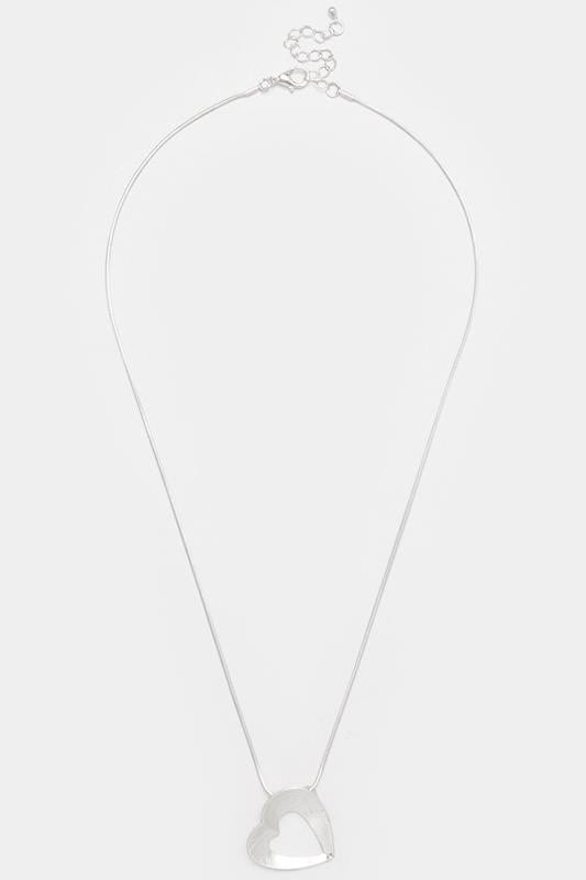 Silver Tone Brushed Heart Necklace | Yours Clothing 1