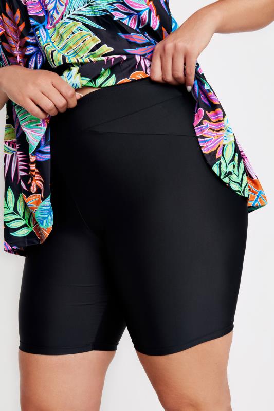 YOURS Curve Plus Size Black High Waist Swim Shorts | Yours Clothing  4