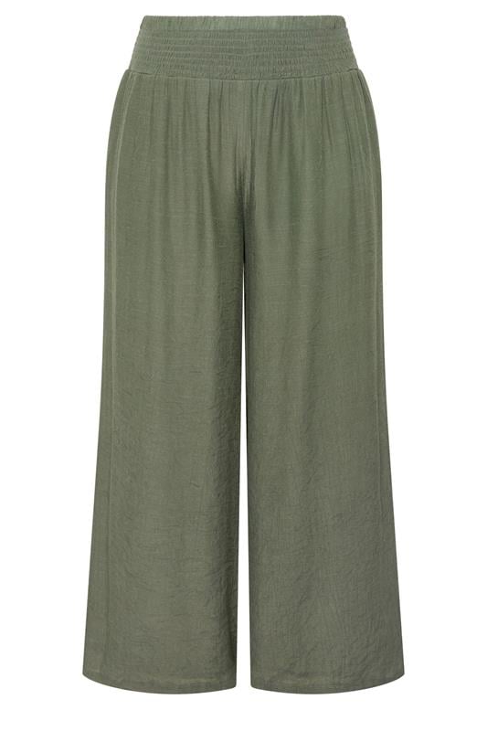 EVANS Plus Size Khaki Green Wide Leg Trouser | Evans 8
