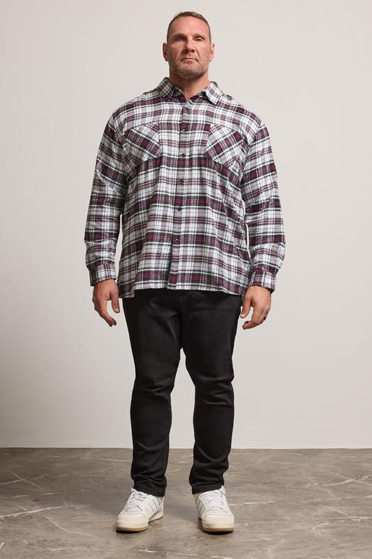 BadRhino Big & Tall Black Check Print Long Sleeve Flannel Shirt | BadRhino 1