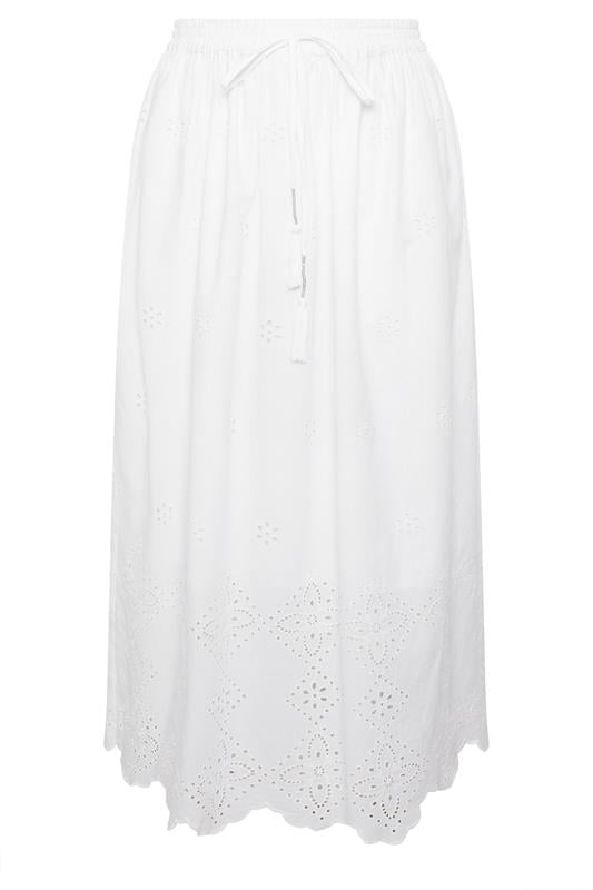 YOURS Plus Size White Broderie Anglaise Maxi Skirt | Yours Clothing 6