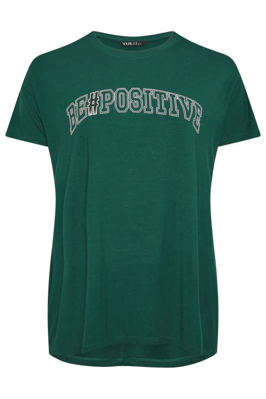 YOURS ACTIVE Plus Size Green 'Be Positive' Slogan Top | Yours Clothing 6