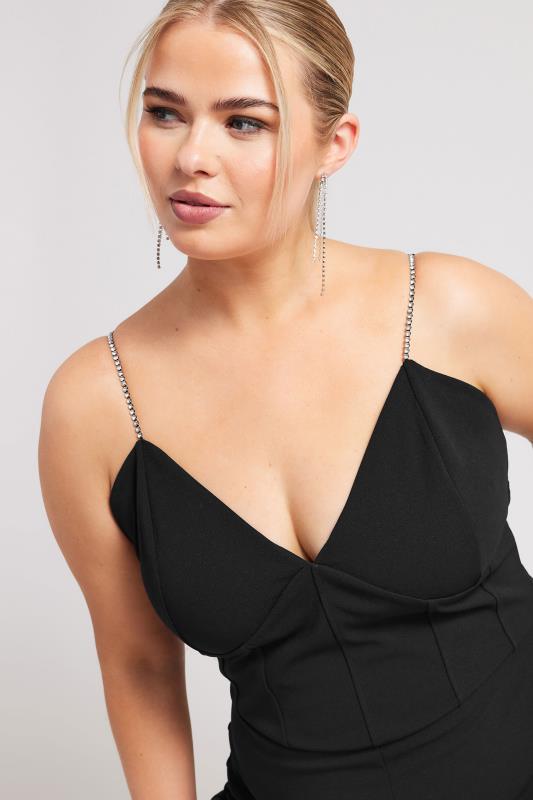 YOURS LONDON Plus Size Black Diamante Corset Jumpsuit | Yours Clothing 4