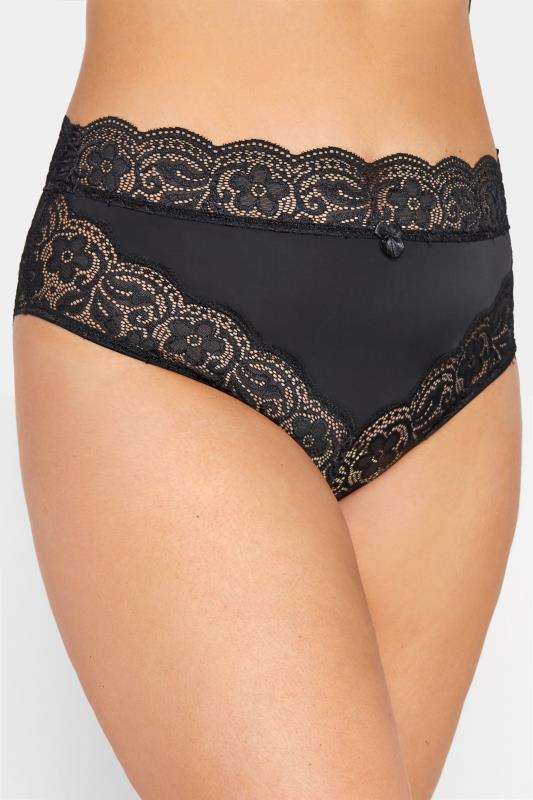 Plus Size Black Lace Up Boudoir Briefs | Yours Clothing 2