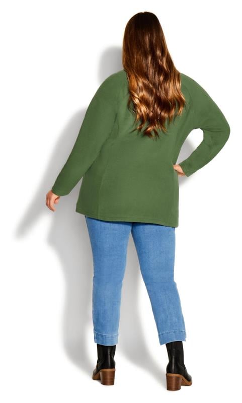 Polar Fleece High Neck Pocket Emerald Green Tunic 2