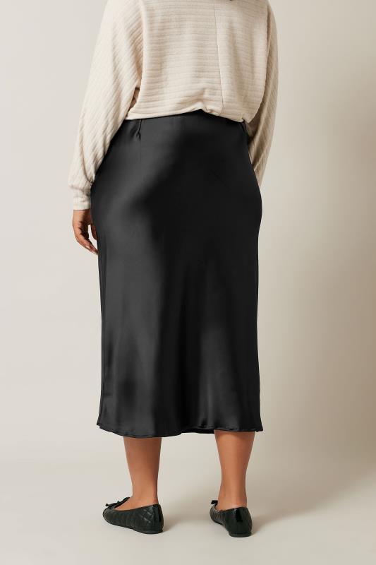 EVANS Plus Size Black Satin Midi Skirt | Evans 3