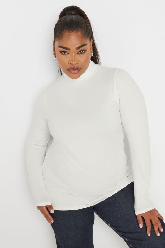 YOURS Plus Size 2 PACK Black & White Long Sleeve Turtle Neck Tops | Yours Clothing 2