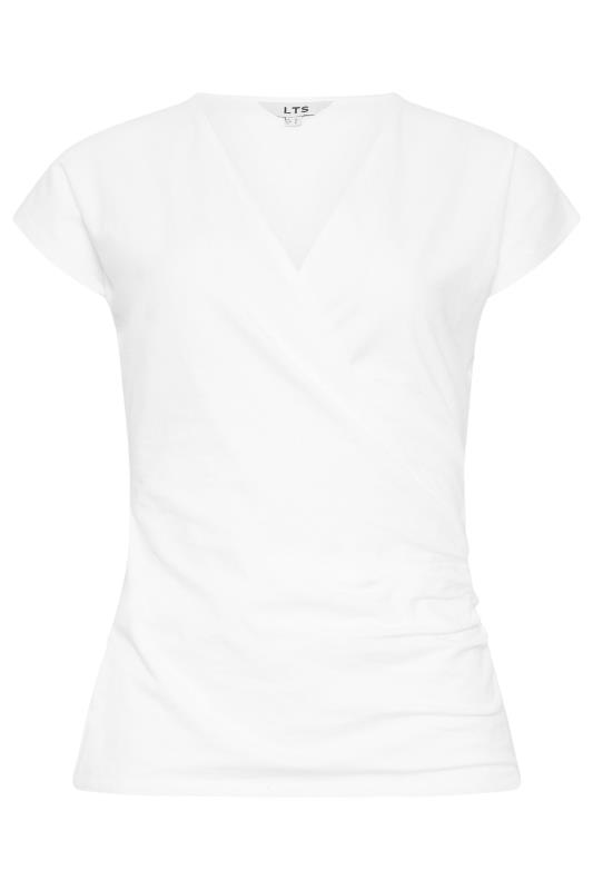 LTS Tall Women's Ivory White Short Sleeve Wrap Top | Long Tall Sally  5