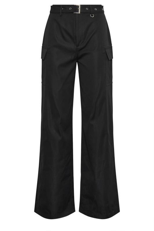 LTS Tall Women's Black Belted Wide Leg Cargo Trousers | Long Tall Sally 7