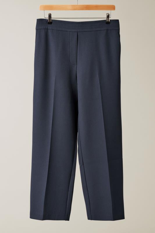 EVANS Plus Size Navy Blue Wide Leg Tailored Trousers | Evans 5