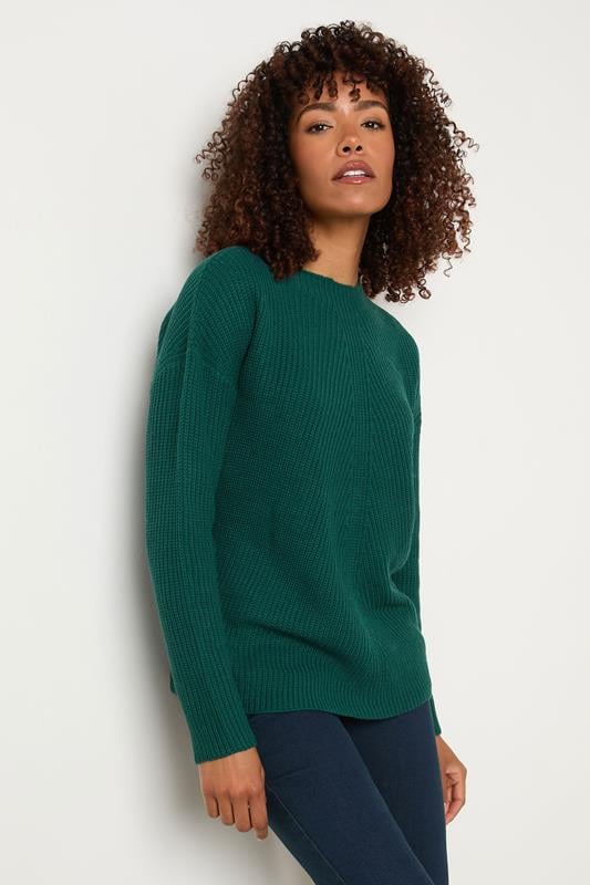 M&Co Dark Green Funnel Neck Knitted Jumper | M&Co 1