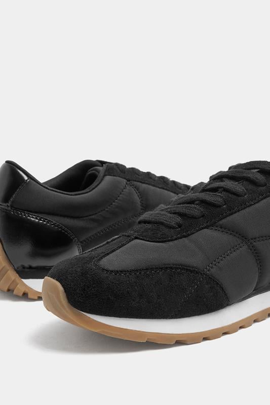 Black Quilted Trainers In Wide E Fit | Yours Clothing 5