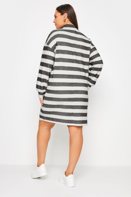 YOURS Plus Size White Stripe Soft Touch Jumper Dress | Yours Clothing 3