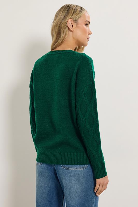 LTS Tall Dark Green Cable Knit Jumper | Long Tall Sally 2