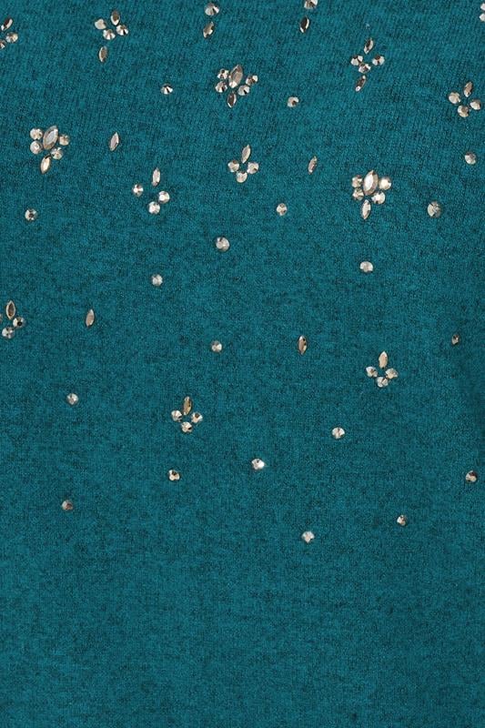 YOURS Plus Size Teal Blue Diamante Embellished Jumper | Yours Clothing 4