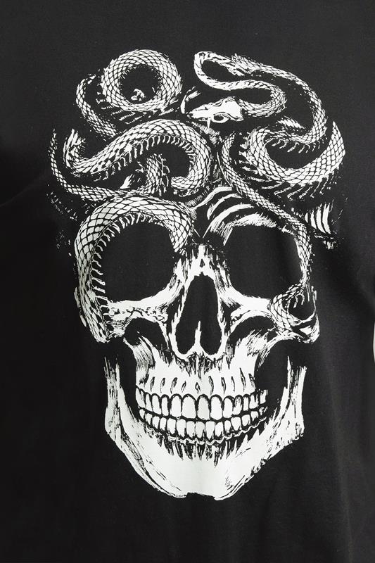 BadRhino Big & Tall Black Skull & Snake Print Graphic T-Shirt 4