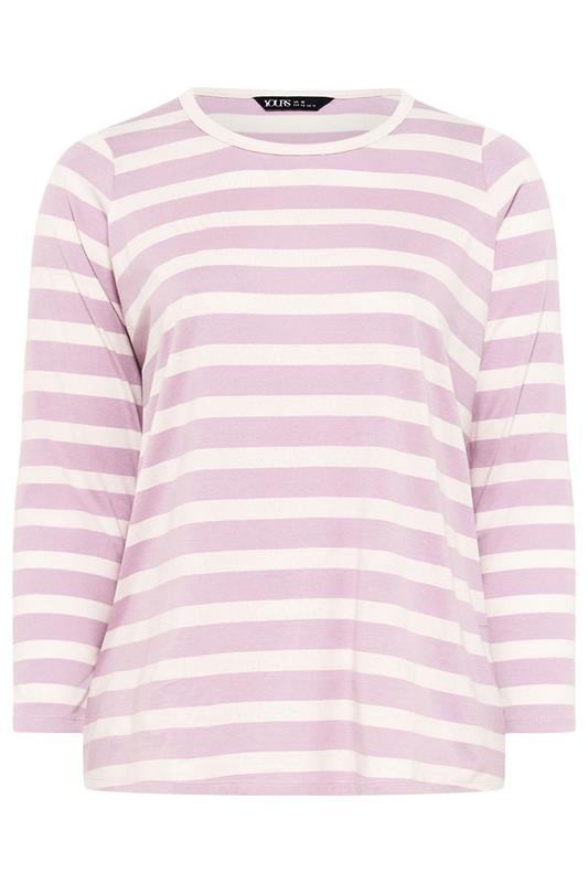 YOURS Plus Size Pink Stripe Long Sleeve T-Shirt | Yours Clothing 5