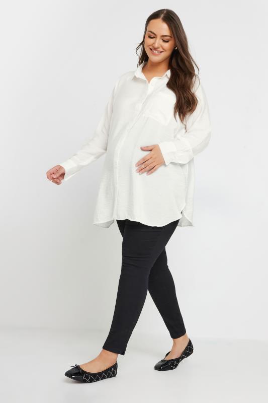 BUMP IT UP MATERNITY Plus Size White Pocket Shirt | Yours Clothing 3