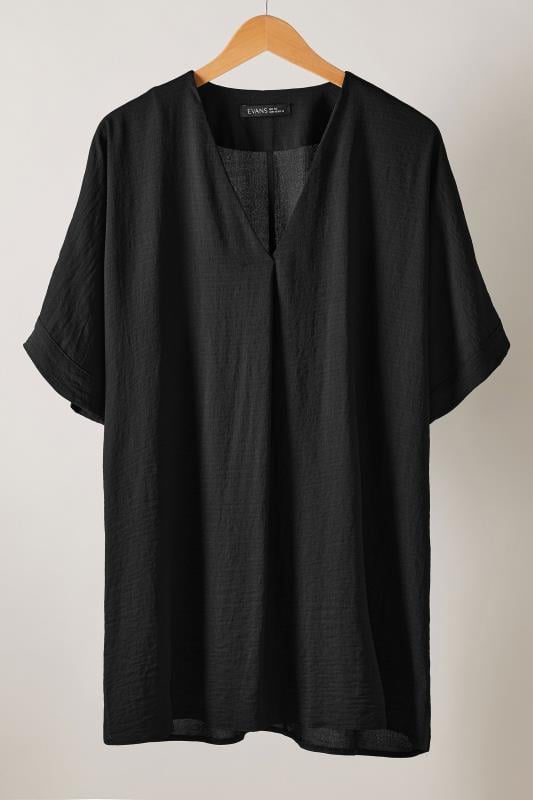 EVANS Plus Size Black Pleat Front Blouse | Evans 5