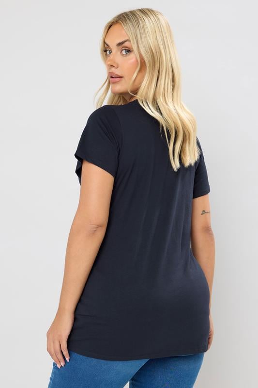 Plus Size Dark Blue Short Sleeve T-Shirt | Yours Clothing 2