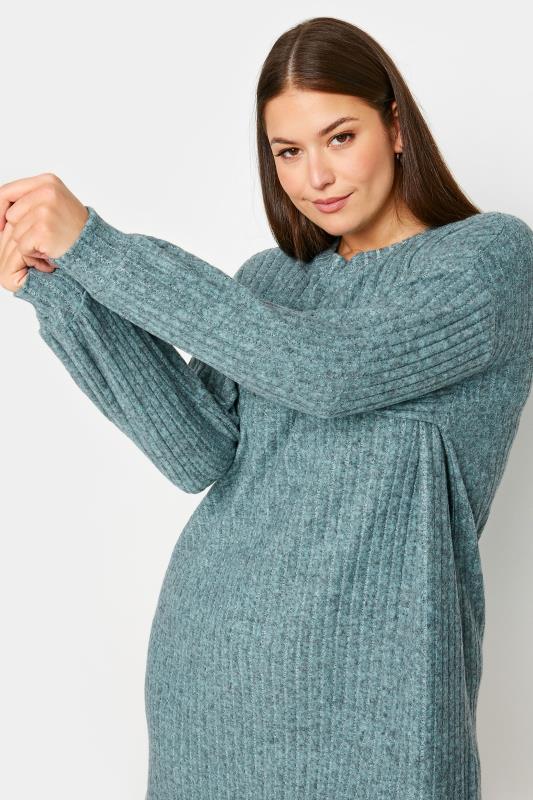 YOURS Plus Size Blue Soft Touch Ribbed Jumper Dress | Yours Clothing 4