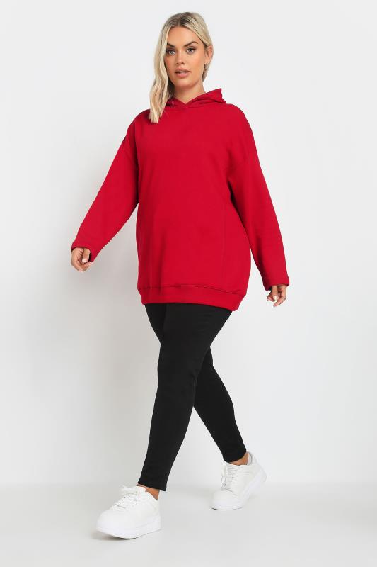 YOURS Plus Size Red Oversized Hoodie | Yours Clothing  2