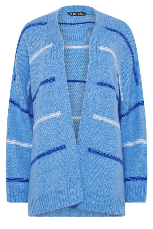 YOURS Plus Size Blue Stripe Cardigan | Yours Clothing 5