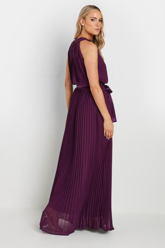 LTS Tall Burgundy Red Halterneck Pleated Maxi Dress | Long Tall Sally 3