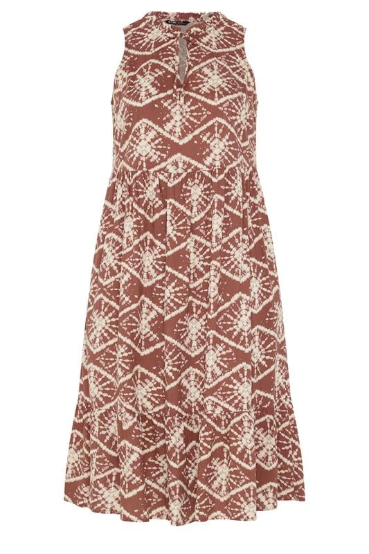 YOURS Plus Size Brown Abstract Tiered Dress | Yours Clothing 5