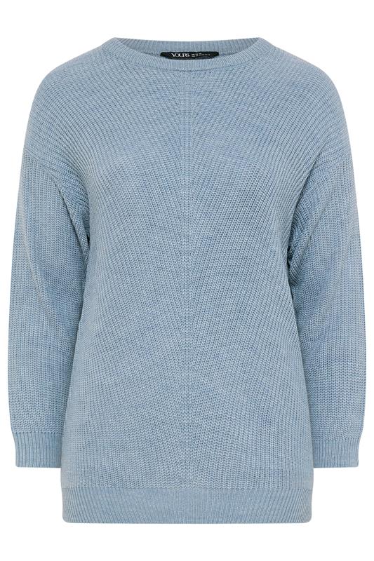 YOURS Plus Size Light Blue Essential Knitted Jumper | Yours Clothing 5