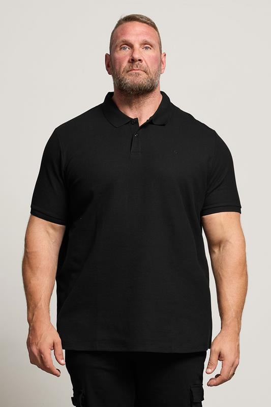  JACK & JONES Big & Tall Black Austin Polo Shirt
