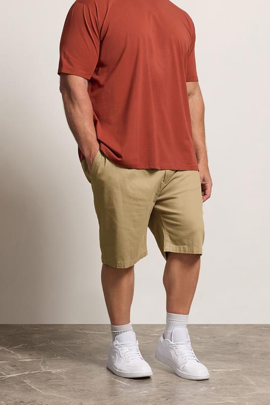 D555 Big & Tall Stone Brown Elasticated Stretch Shorts | BadRhino 1