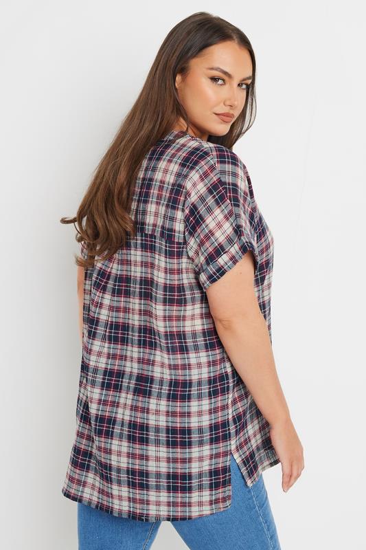 YOURS Plus Size Red Check Overhead Shirt | Yours Clothing 3