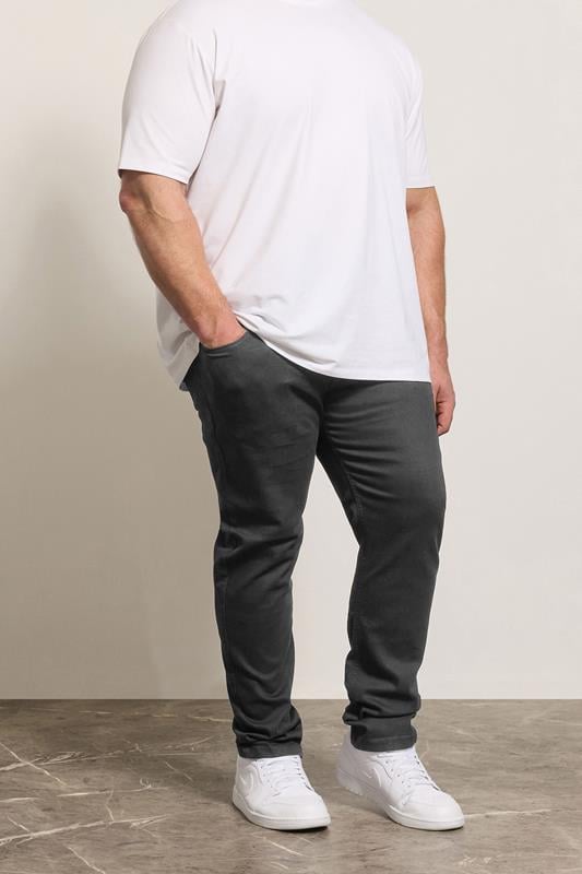 D555 Big & Tall Black Tapered Stretch Jeans