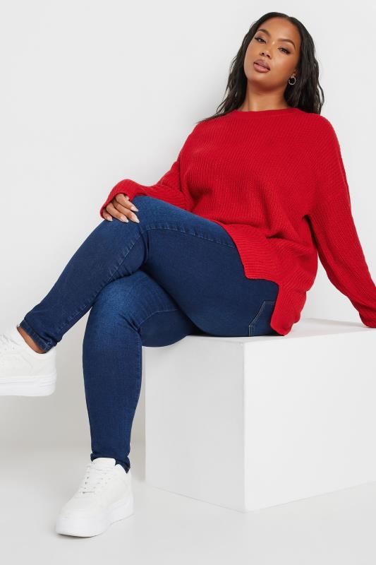 YOURS Plus Size Red Knitted Jumper | Yours Clothing 3