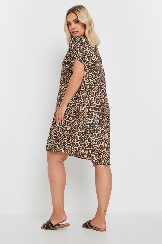 YOURS Plus Size Brown Leopard Print Tunic Dress | Yours Clothing 3