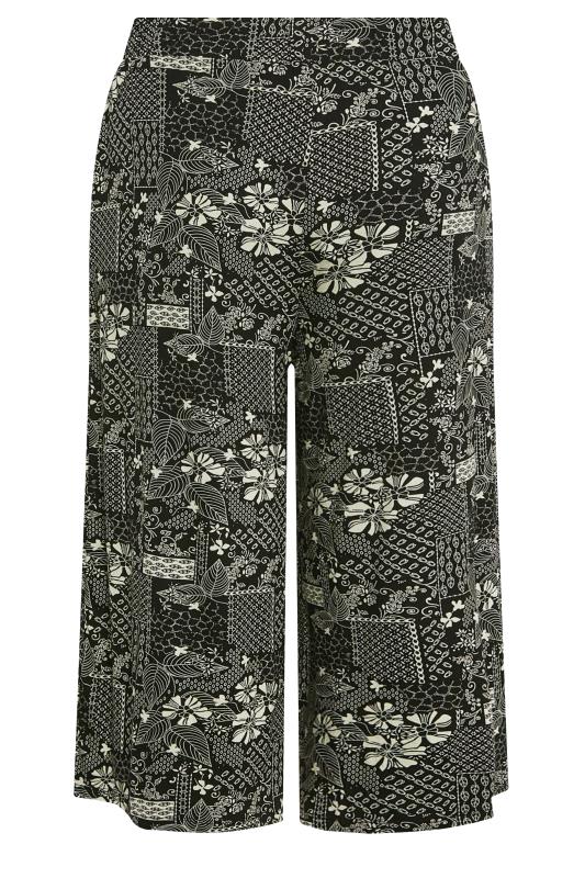 YOURS Curve Black Leaf Print Midaxi Culottes | Yours Clothing 6