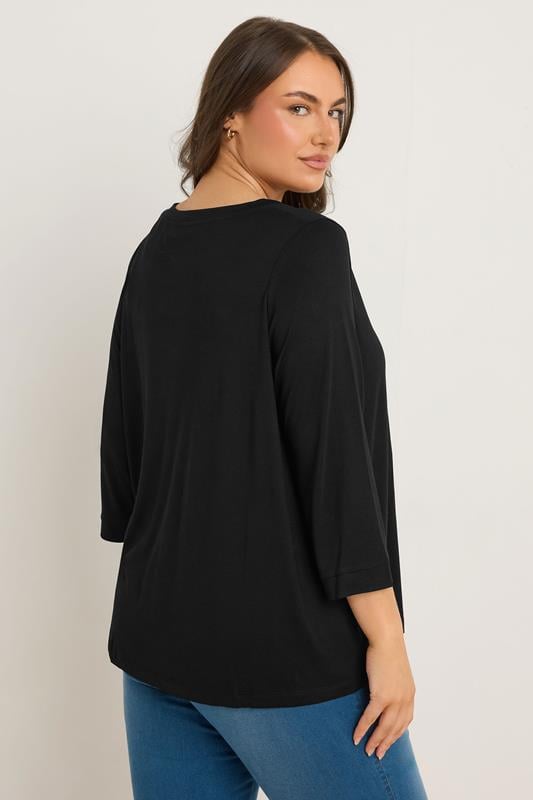 EVANS Plus Size Black V-Neck Modal Top | Evans 3