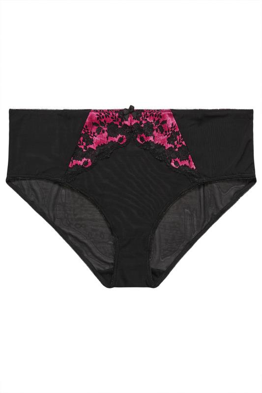 YOURS Plus Size Black & Pink Lace Detail Knickers | Yours Clothing  4