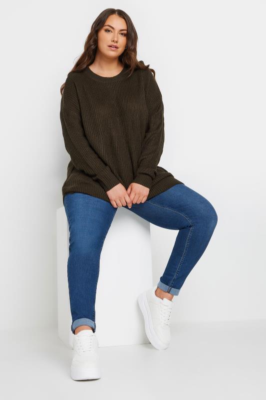 YOURS Plus Size Chocolate Brown Knitted Jumper | Yours Clothing 3