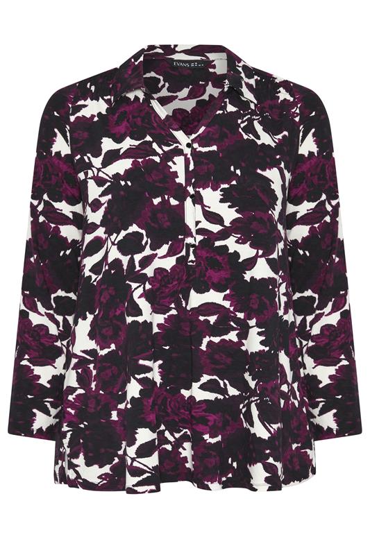 EVANS Plus Size Purple Blurred Floral Blouse | Evans 5