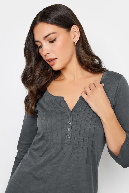 LTS Tall Womens Charcoal Grey Henley Top | Long Tall Sally  4