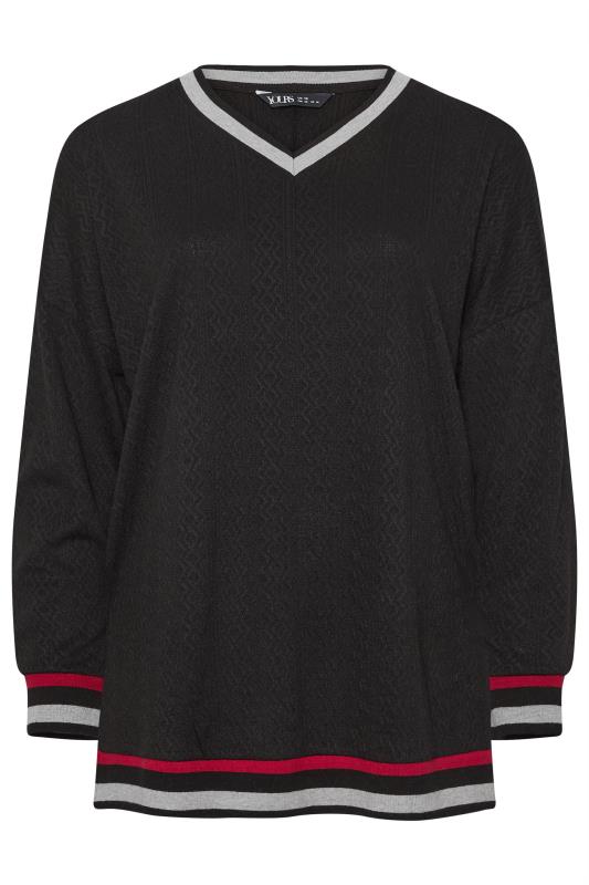 YOURS Plus Size Black V-Neck Knit Sweatshirt | Yours Clothing  6