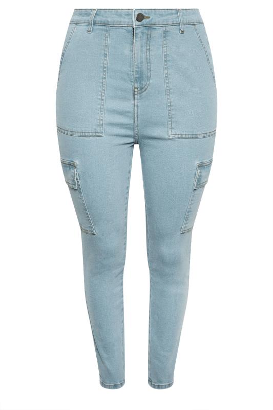 YOURS Plus Size Blue Cargo AVA Jeans | Yours Clothing 6