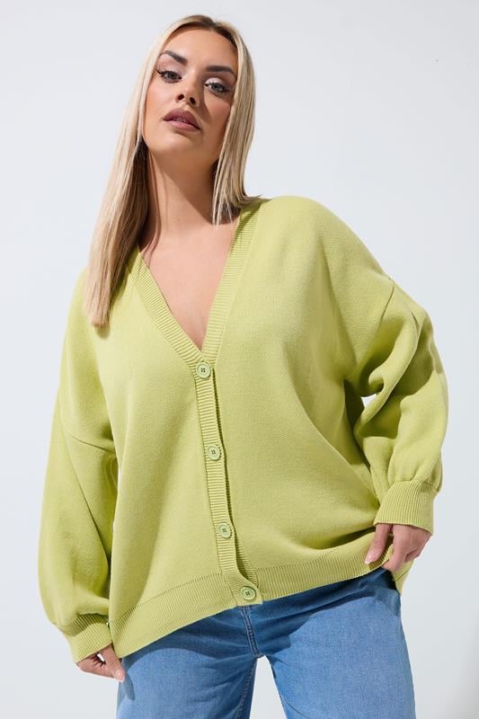  LIMITED COLLECTION Curve Green Balloon Sleeve Cardigan