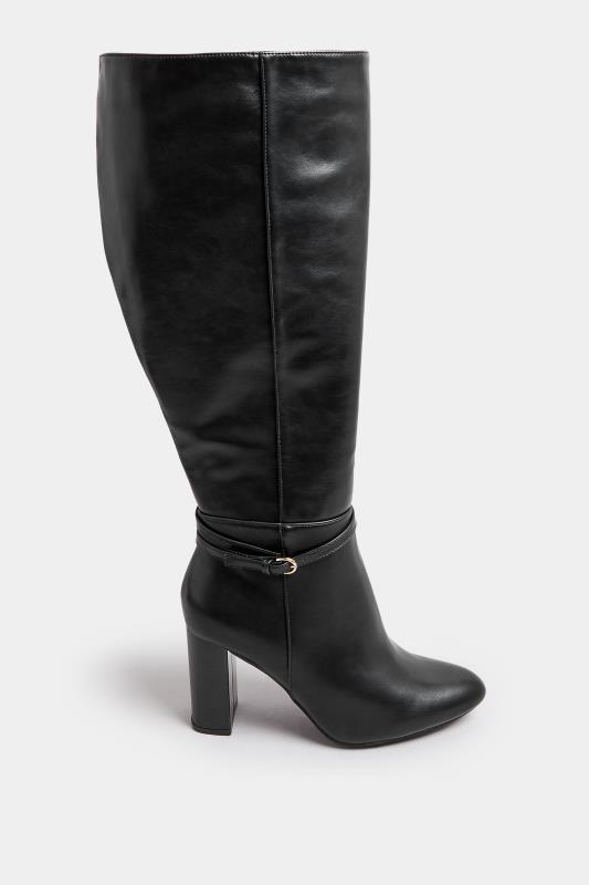 Black Heeled Knee High Boot In Wide E Fit & Extra Wide EEE Fit | Yours Clothing  3