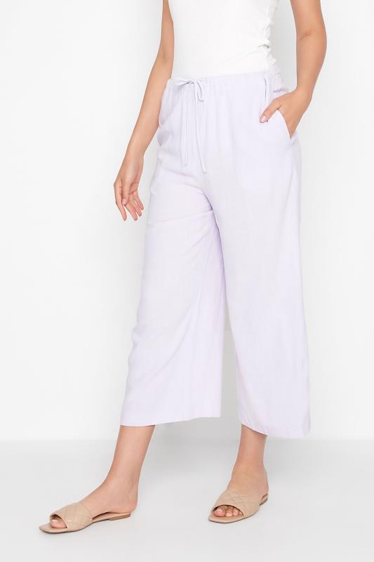 LTS Tall Women's Lilac Purple Linen Cropped Trousers | Long Tall Sally  1