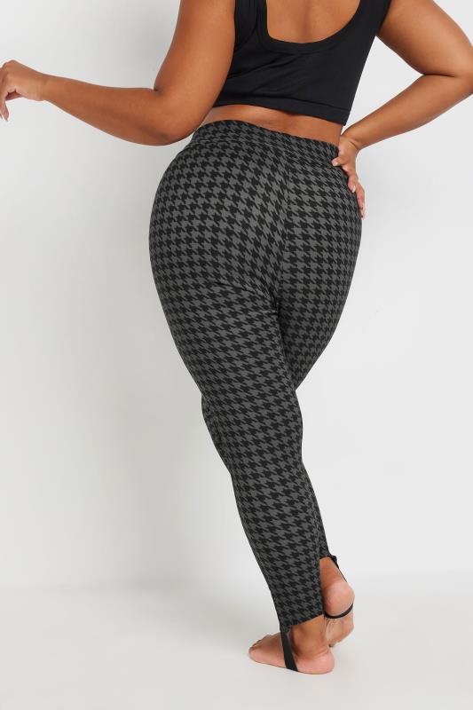 YOURS Plus Size Black Dogtooth Check Bengaline Stirrup Leggings | Yours Clothing 4