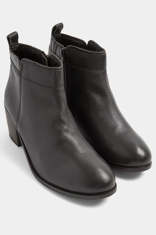 Brown Leather Heeled Ankle Boots In Wide E Fit | Yours Clothing 1